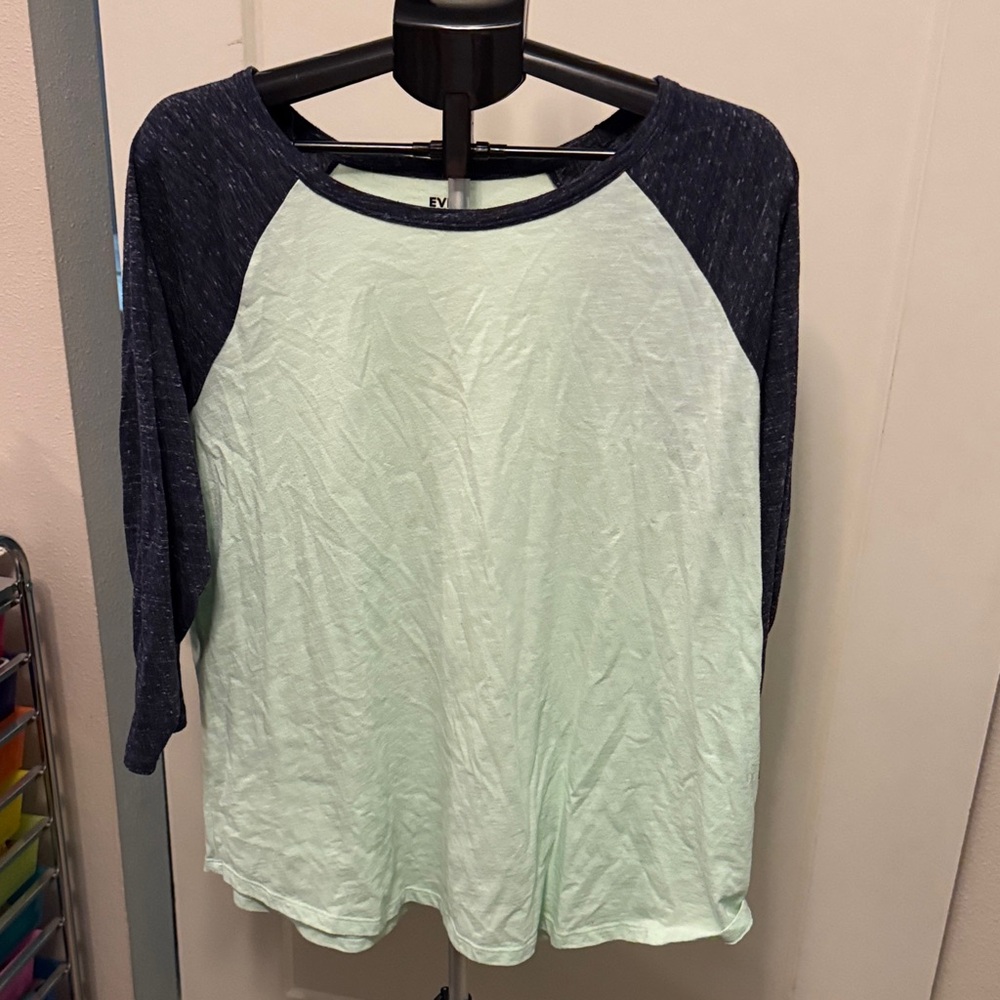 EVRI Light Green and Dark Blue Long Sleeve Tee